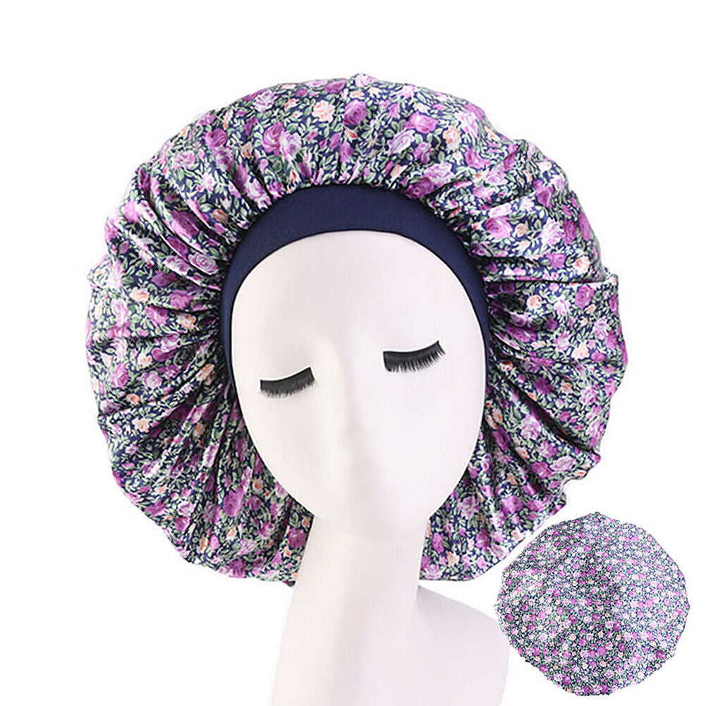 US Extra Large Long Hair Care Satin Bonnet Cap Night Sleep Hat Head Wrap Cover