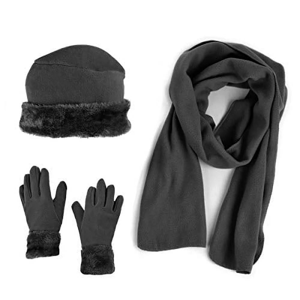 Women'S Warm Fleece Winter Set - Scarf, Hat, and Gloves Set