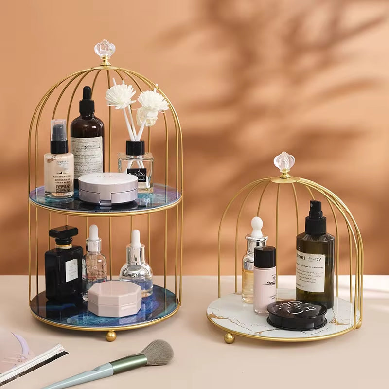 "Organize and Beautify Your Bathroom with Our Stylish Makeup Cosmetic Organizer Rack"