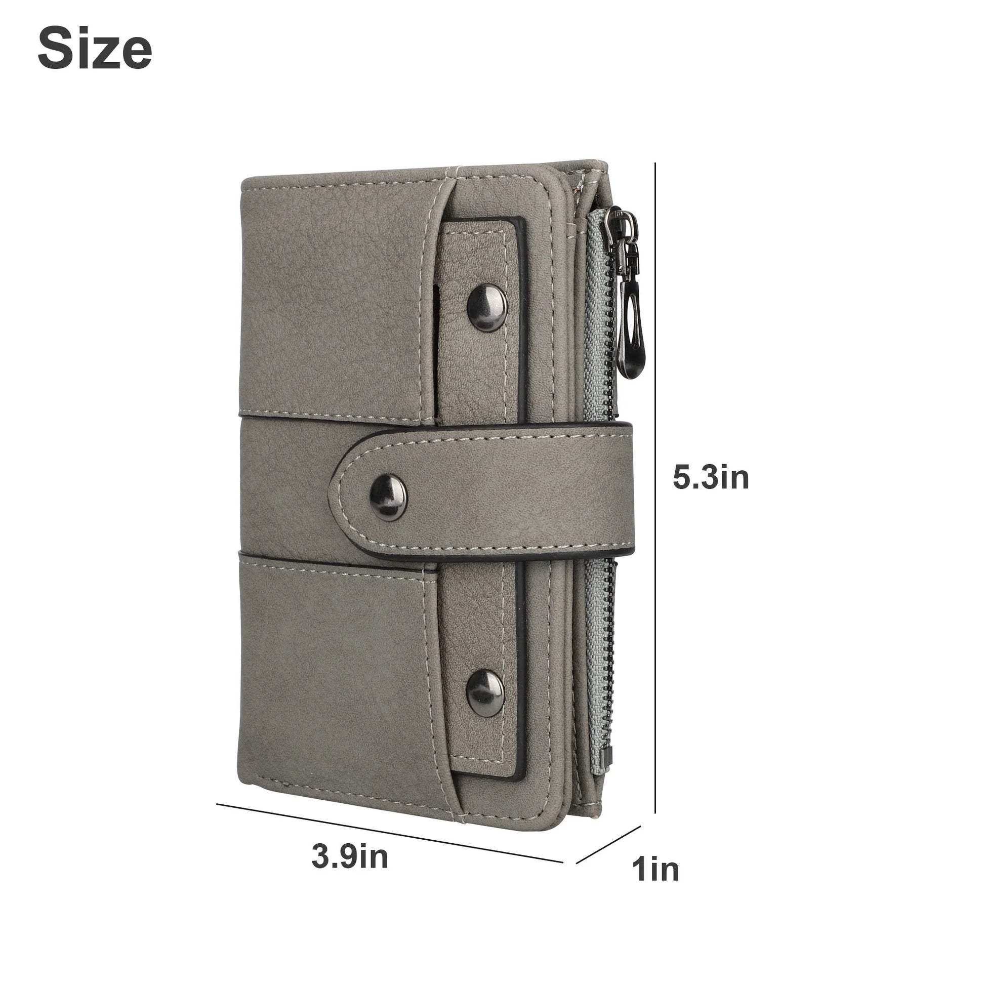 Small Leather Wallet for Women,  Bifold Pocket Purse with Zipper Closure, RFID Blocking Card Holder with ID Window